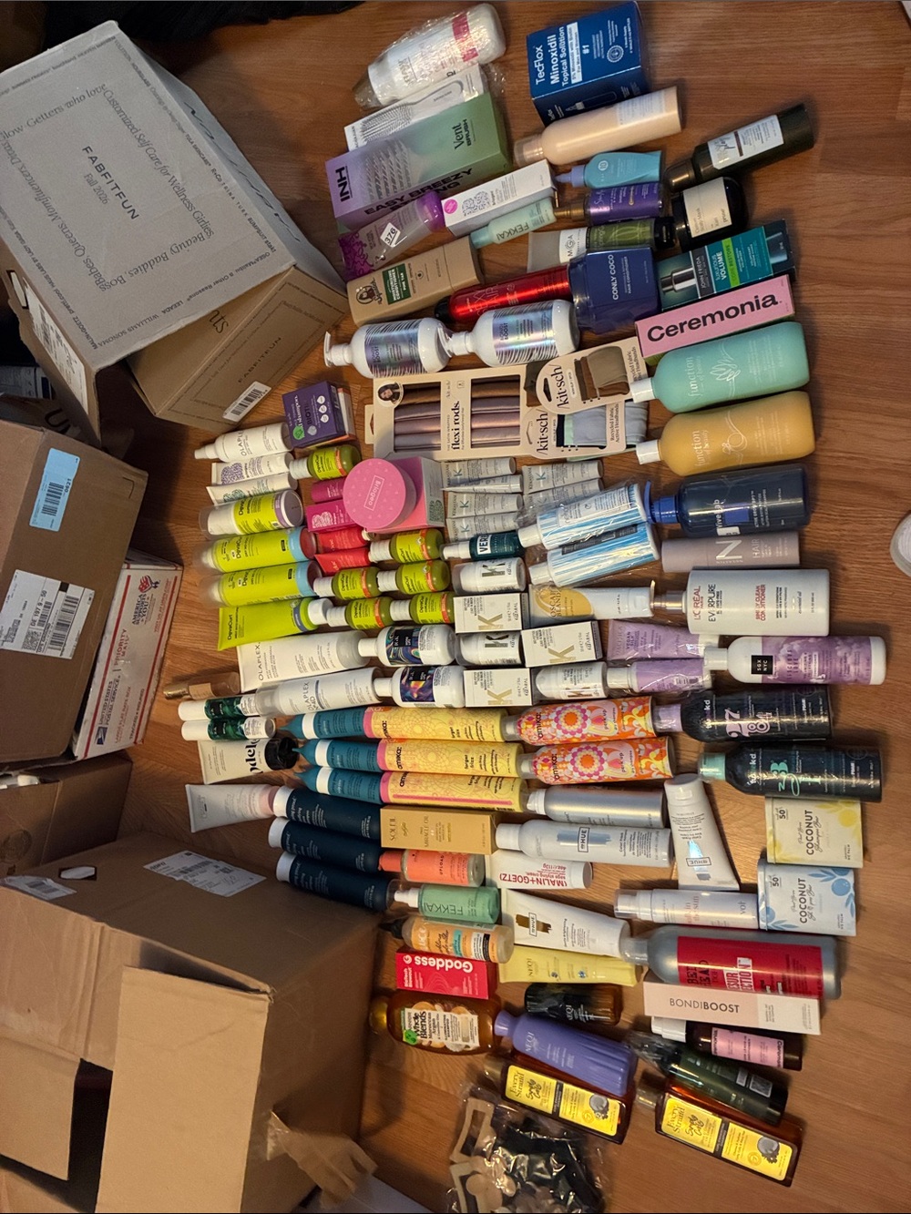 Numerous brand new hair products.. Oil (Haircare products shown) over $2500.-$3k